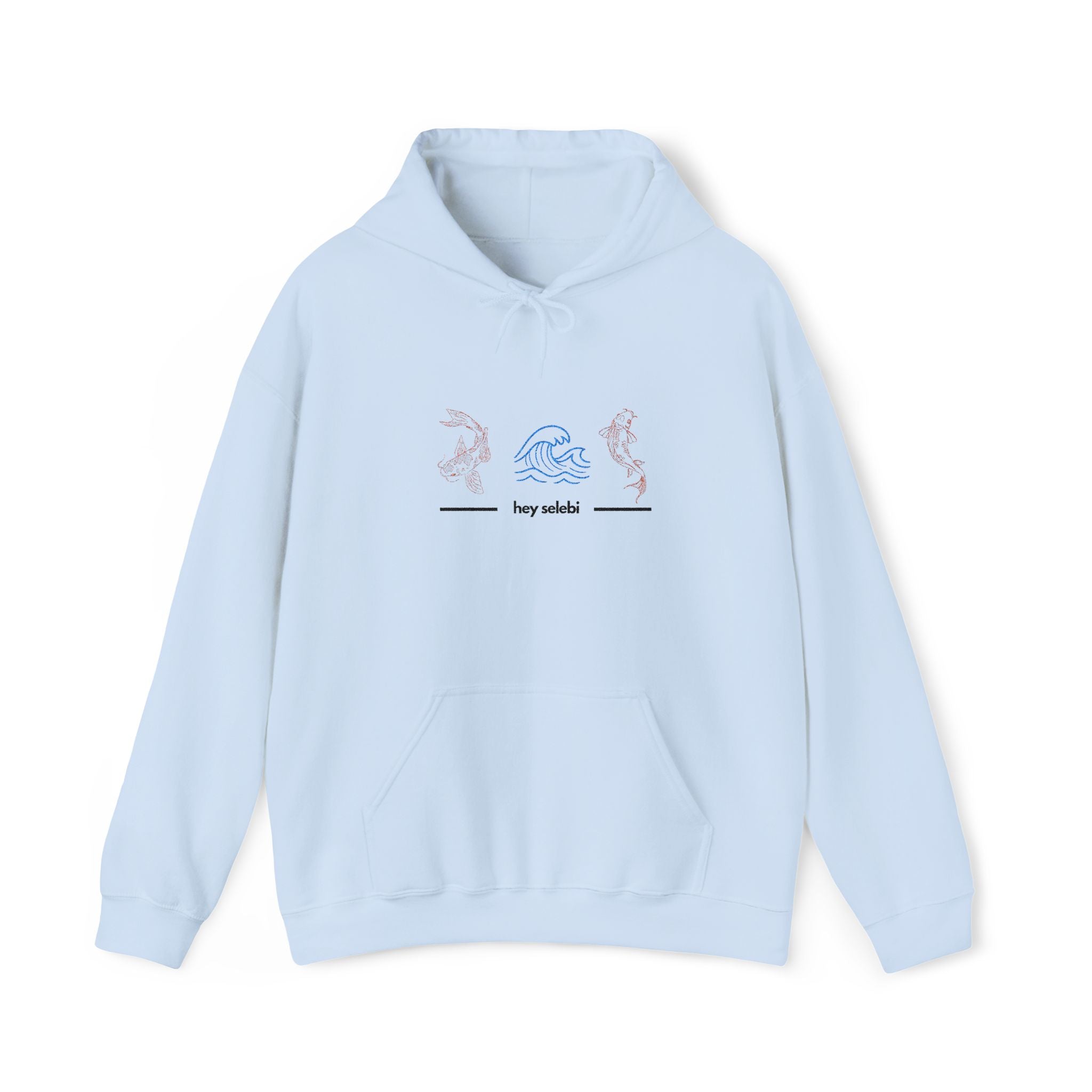 Hoodie — Minimal Pastel Koi Fish Embroidered