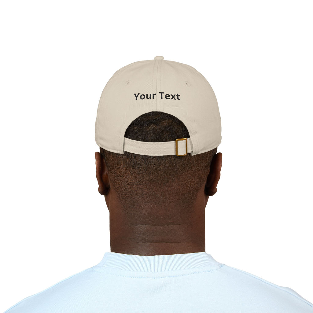 Organic Embroidered Baseball Cap — 'Hey! Select' Minimal Patch, Custom Back Text
