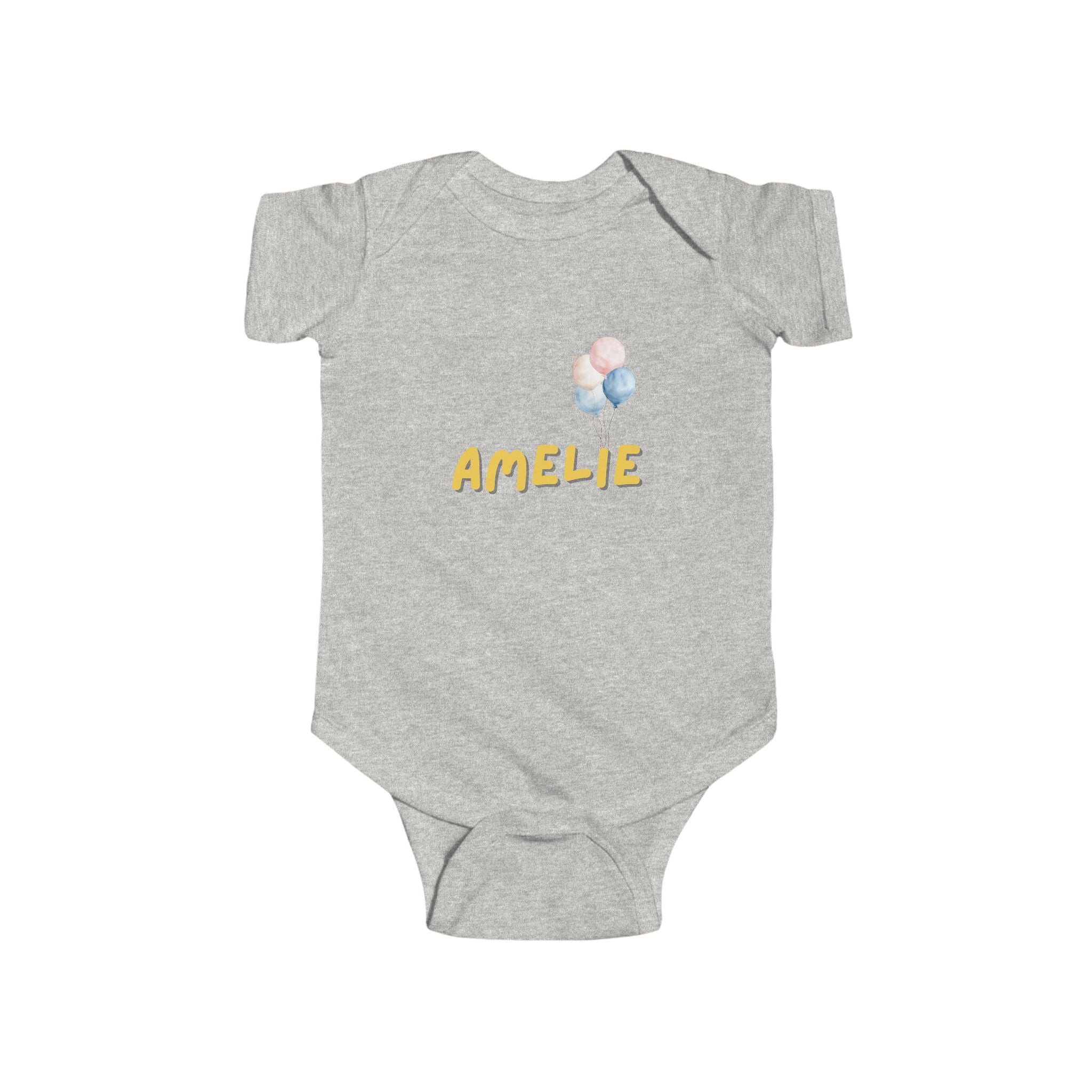 Personalized Baby Bodysuit with Pastel Balloons