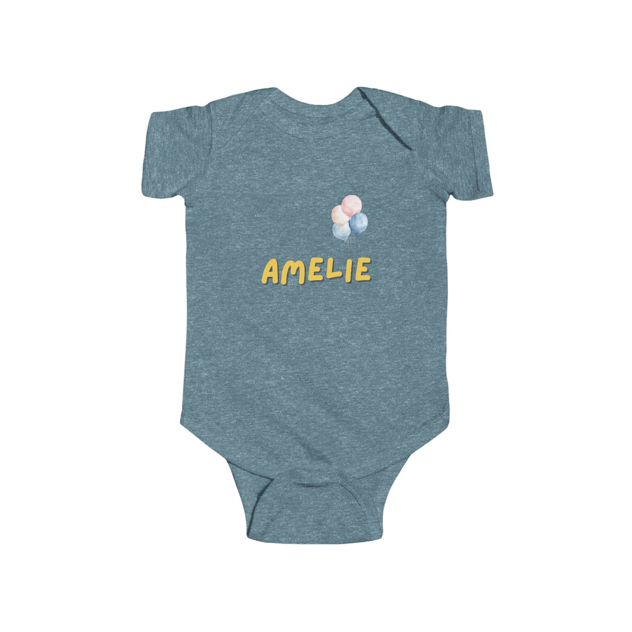 Personalized Baby Bodysuit with Pastel Balloons