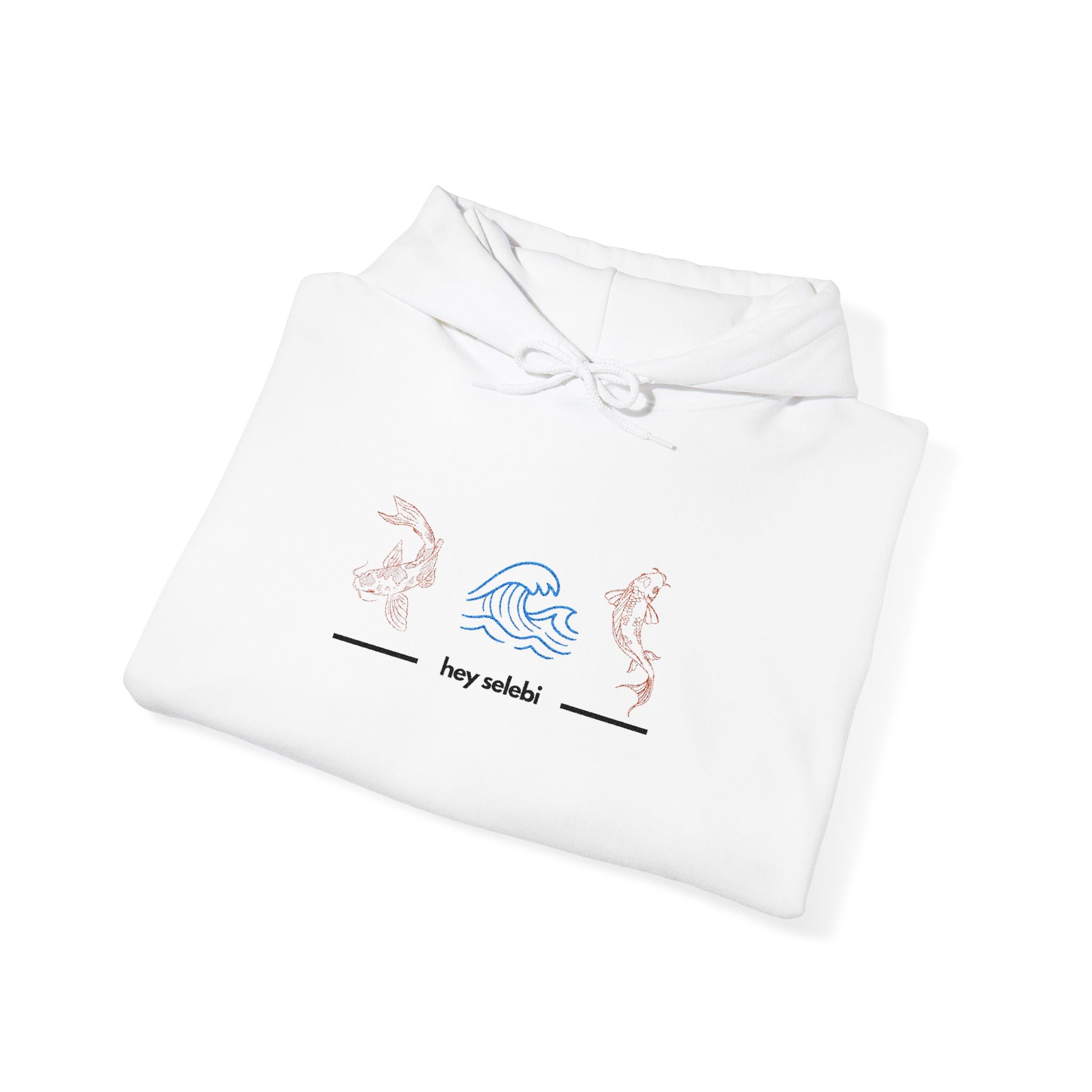 Hoodie — Minimal Pastel Koi Fish Embroidered