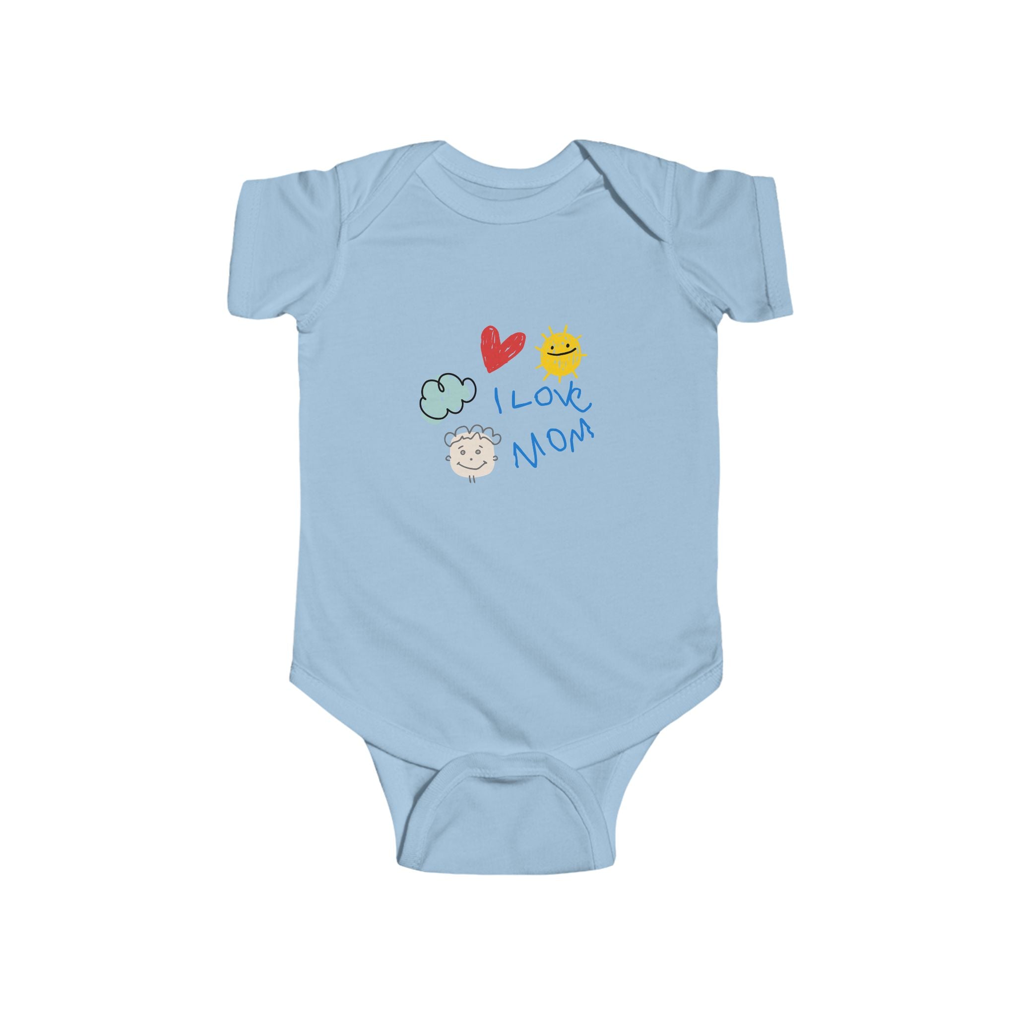 Infant Bodysuit "I Love Mom" Cute Heart, Sun & Cloud