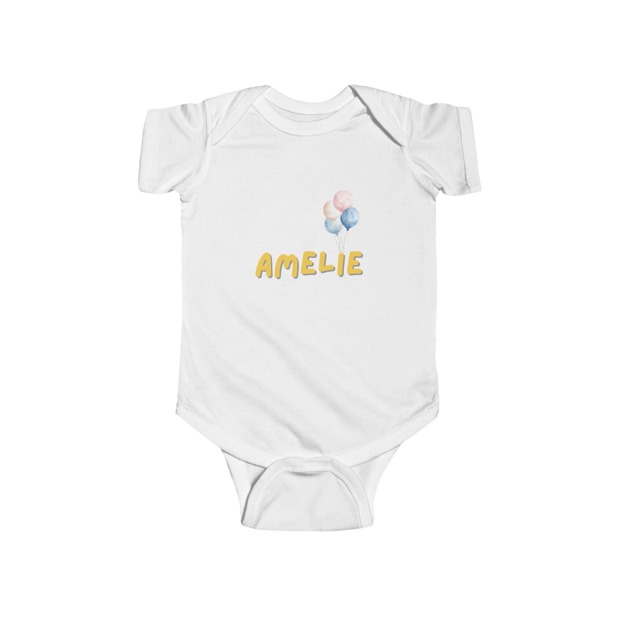 Personalized Baby Bodysuit with Pastel Balloons