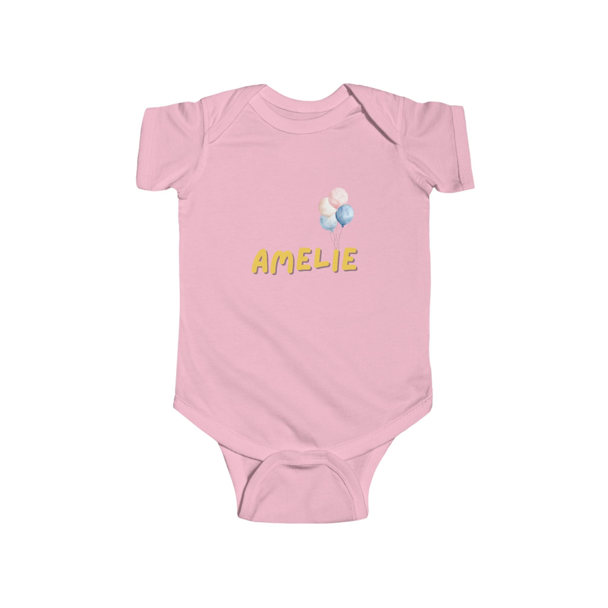 Personalized Baby Bodysuit with Pastel Balloons