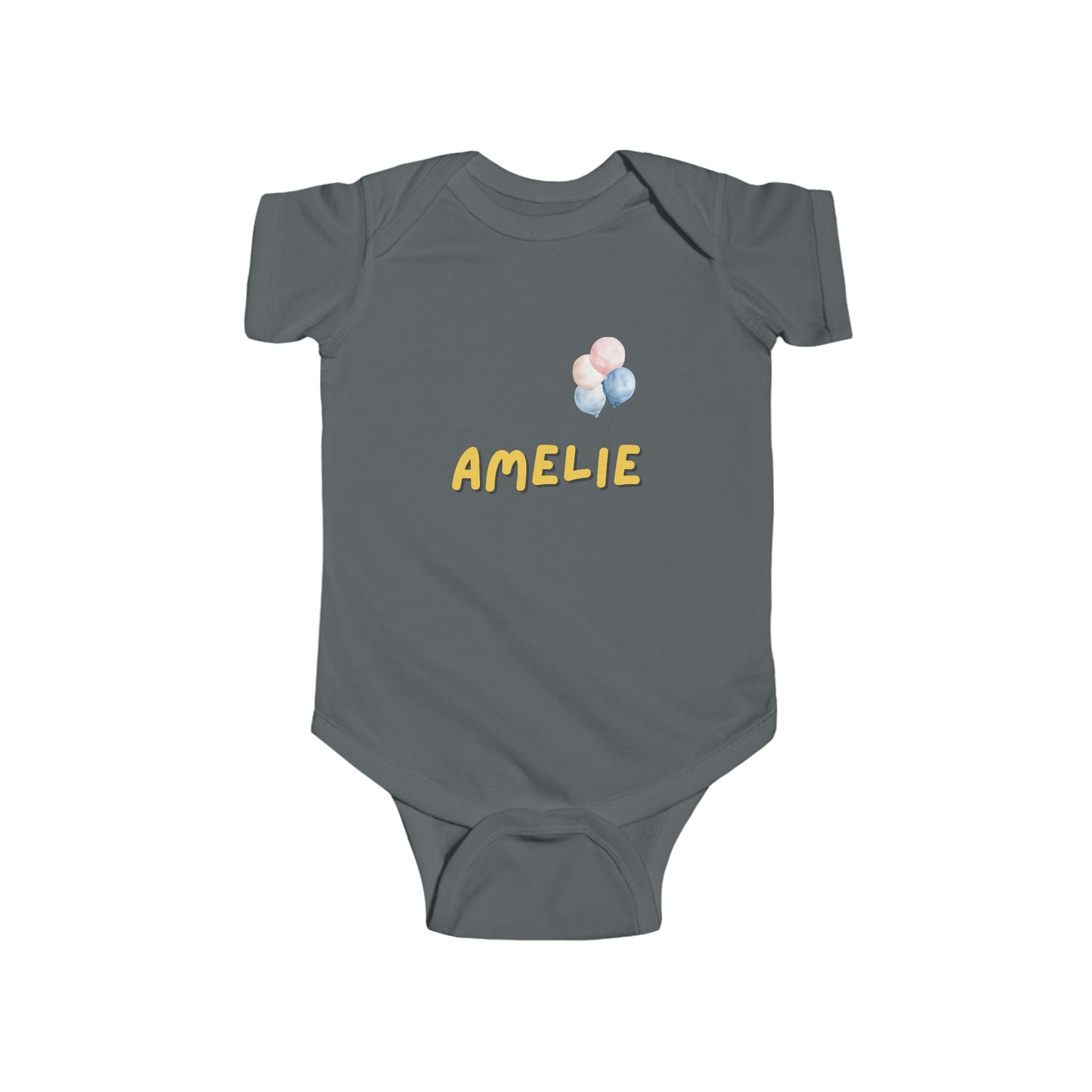 Personalized Baby Bodysuit with Pastel Balloons