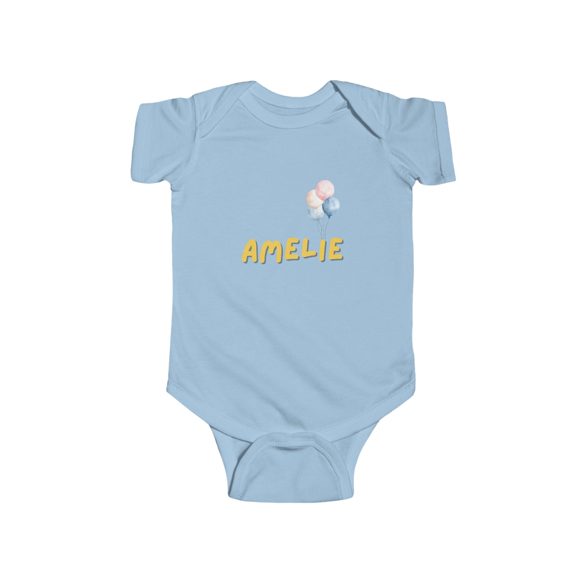 Personalized Baby Bodysuit with Pastel Balloons