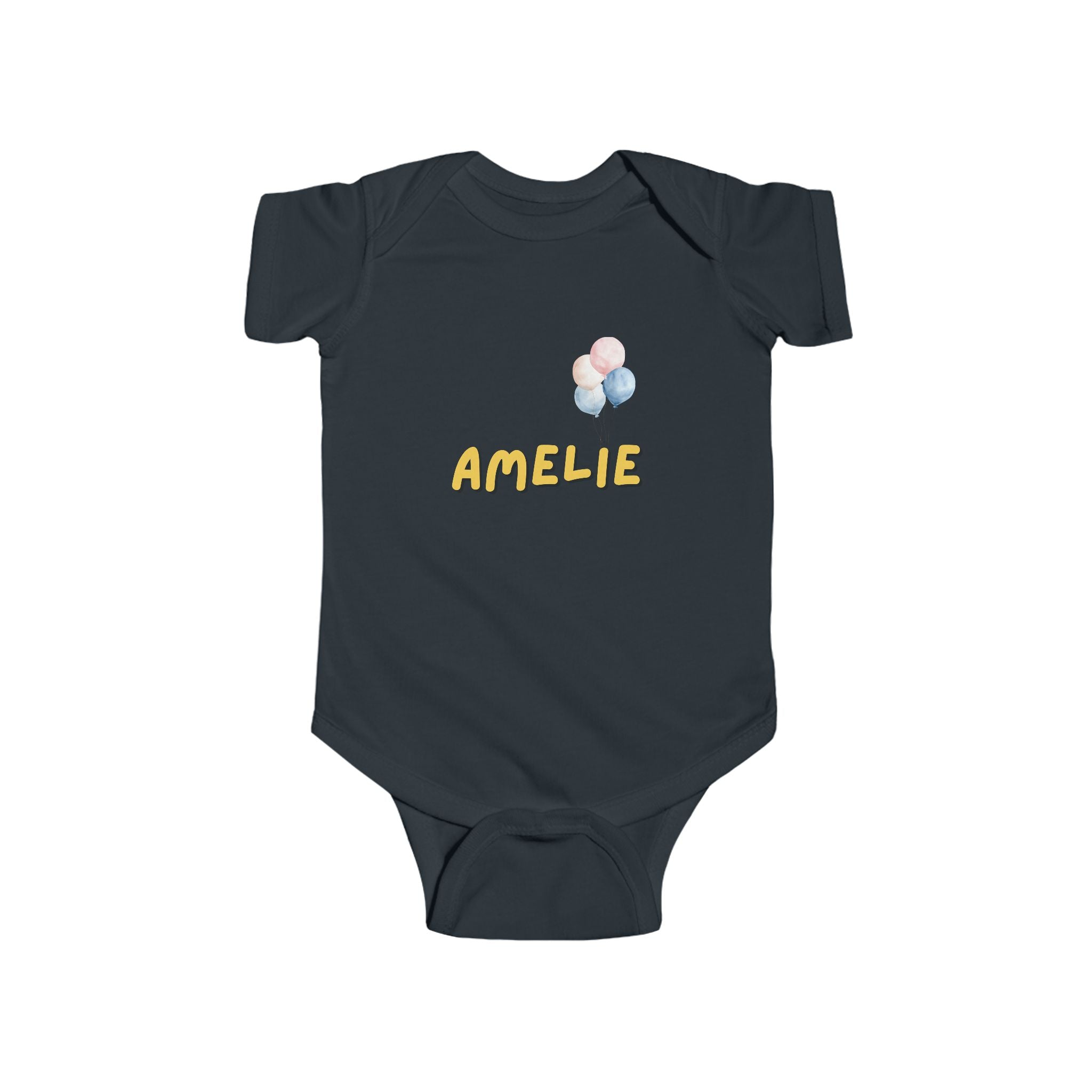 Personalized Baby Bodysuit with Pastel Balloons