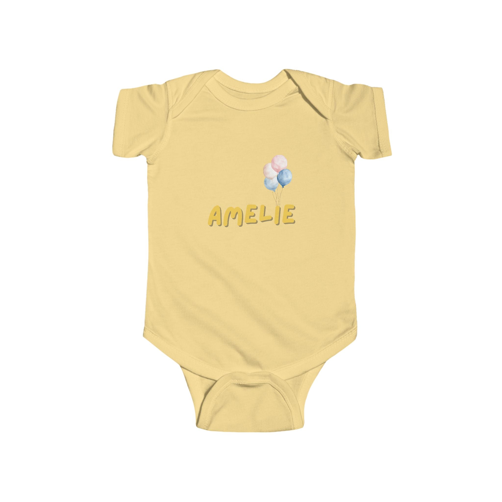 Personalized Baby Bodysuit with Pastel Balloons