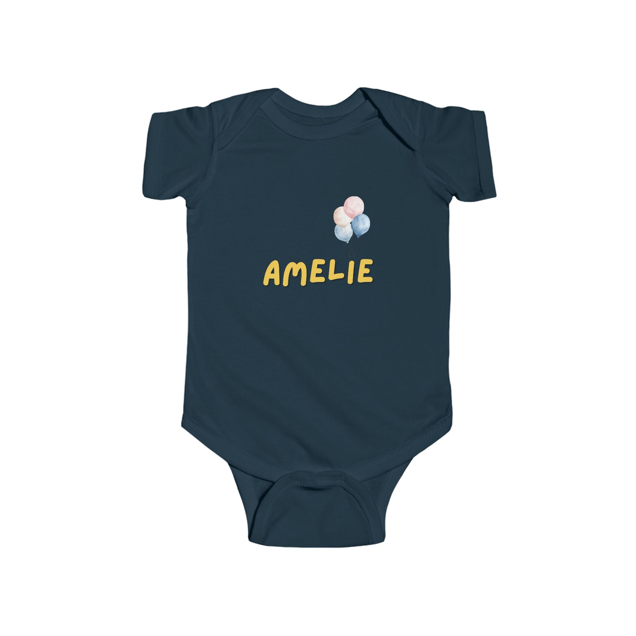 Personalized Baby Bodysuit with Pastel Balloons
