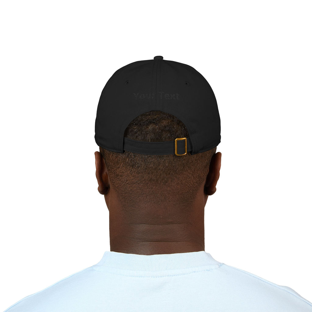 Organic Embroidered Baseball Cap — 'Hey! Select' Minimal Patch, Custom Back Text