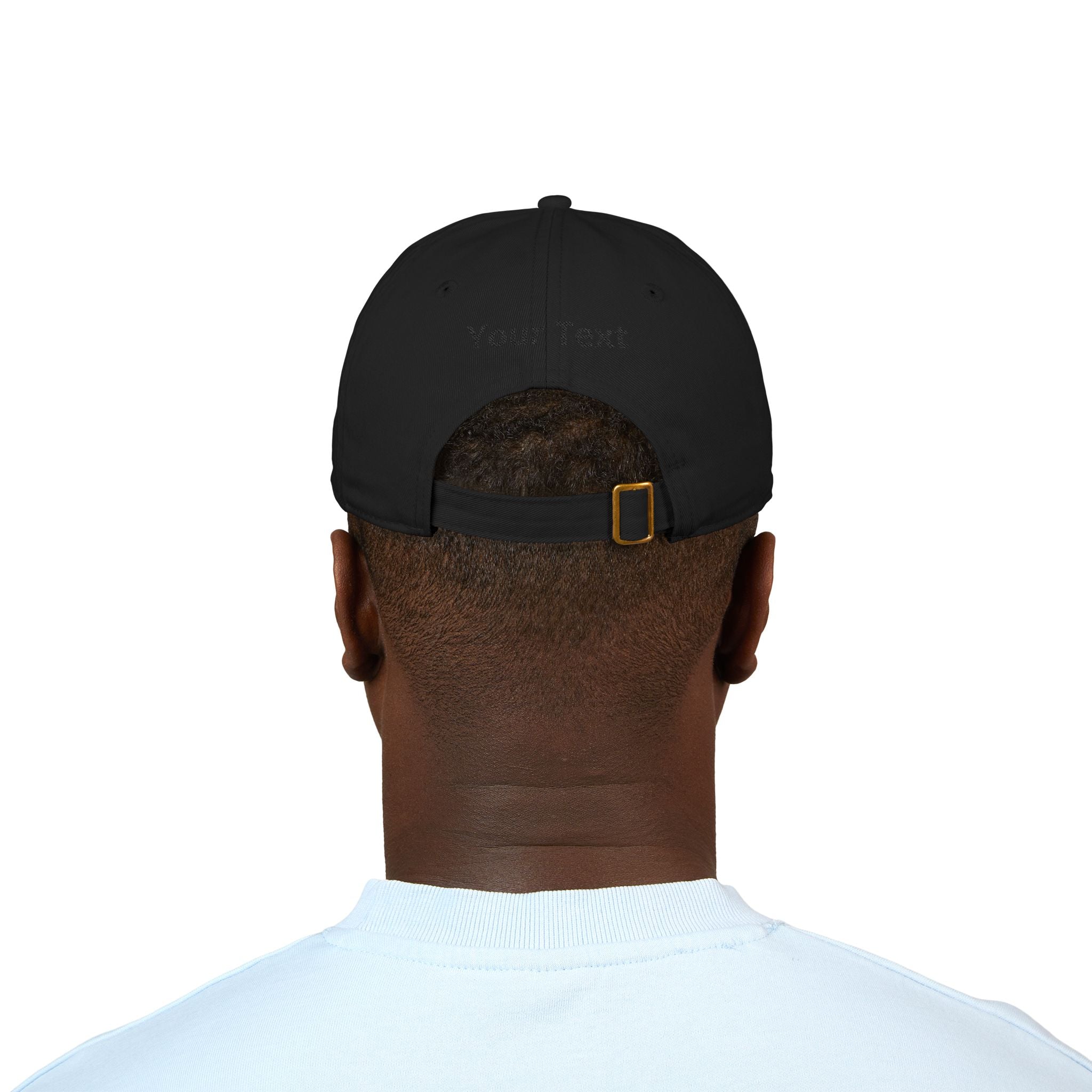 Organic Embroidered Baseball Cap — 'Hey! Select' Minimal Patch, Custom Back Text