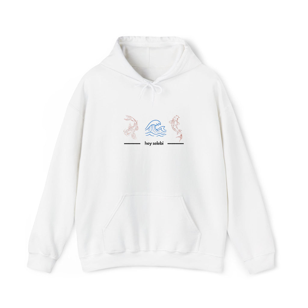 Hoodie — Minimal Pastel Koi Fish Embroidered