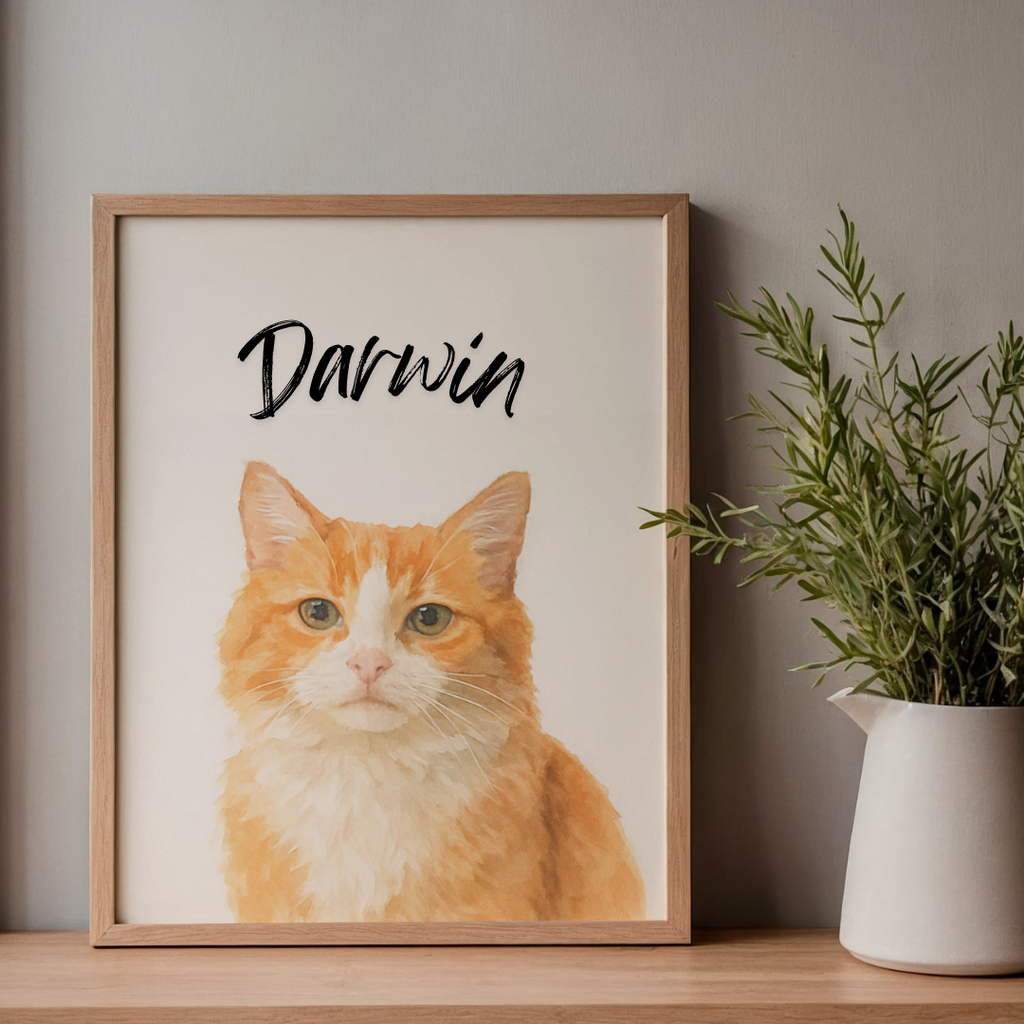 Custom Watercolor Pet Portrait, Pet Portrait From Photo